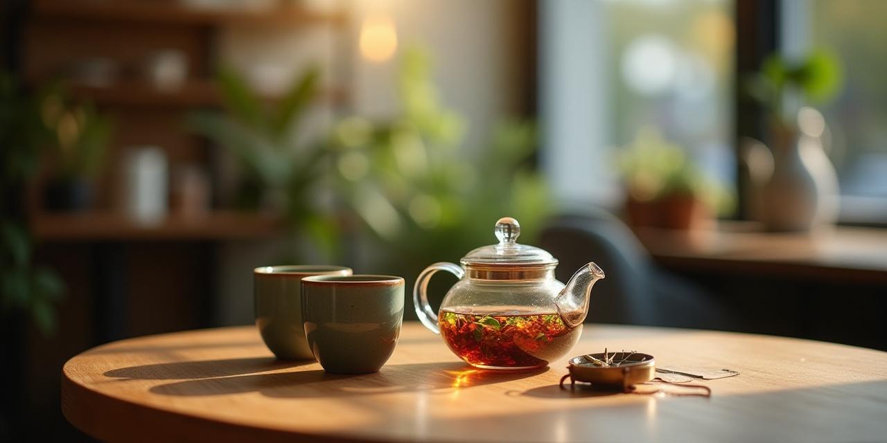 Tyylikäs teekattaus modernissa kahvilaympäristössä