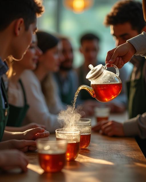 Henkilökunnan koulutus käynnissä modernissa kahvilassa